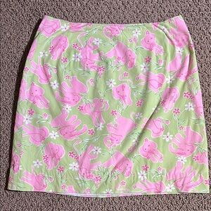 VTG LILLY PULITZER White Label Rhona Elephant Pink & Green Skirt